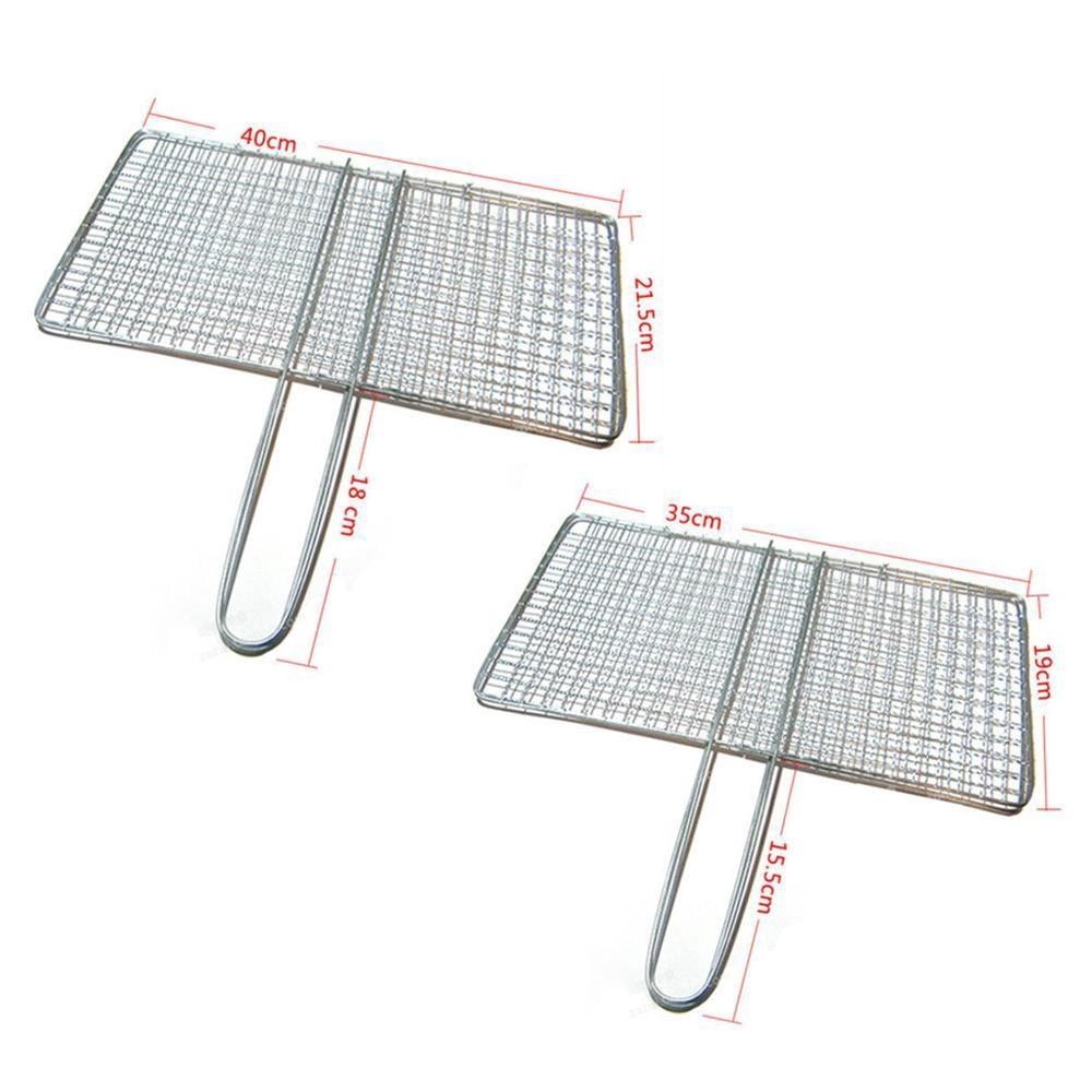 Non-Stick Fish Grilling Basket Metal Handle Barbecue Tool Meat Bacon Net BBQ Rack Grill Outdoor Steel Accessories
