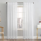 Curtains*2 Pieces White Sheer Curtains Linen Look Semi Transparent Voile White Curtains for Living Dining Room Drapes 54 X 84 Inch Long Set of 2 Panels White Sheer Curtains Linen Look