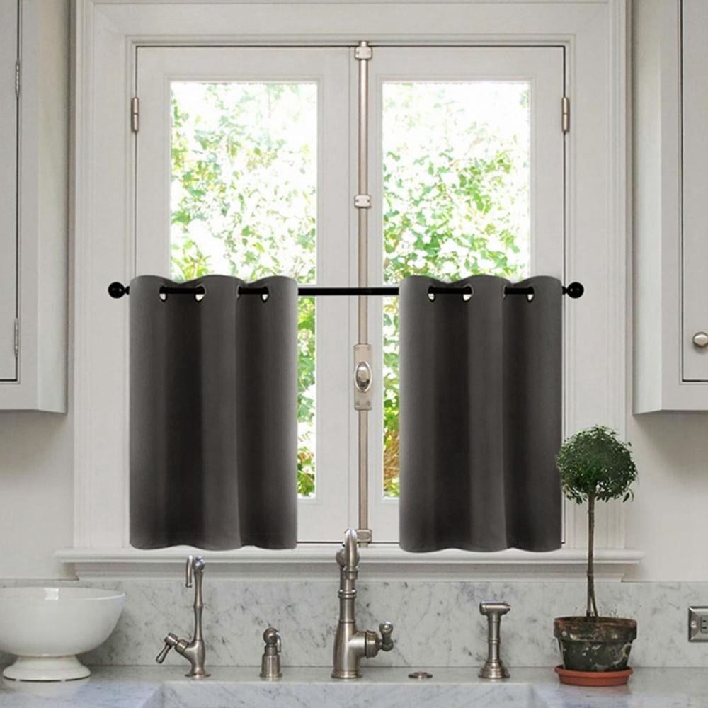 Curtain,Rod Pocket Tier Curtains For Small Window Short Room Darkening Basement Curtains Cafe Drapes 1 Panels 34 W X 24 L Inch Each
