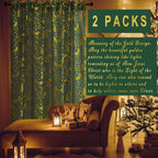 Christmas Sheer Curtains, 2 Packs 37*25" Green Sheer Short Curtains for for Living Room Kitchen Windows
