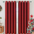 Christmas Red Plaid Curtains 52" x 72" Red and Black Green Buffalo Plaid Curtain Farmhouse Xmas Window Drapes for Living Room Bathroom Home Decoration, 1 Panels