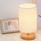 Bedside Table Lamp,Bedroom Solid Wood Lamps with Modern Fabric Shade Reading Nightstand Lamps for Living Room, Kids Room, College Dorm,Office