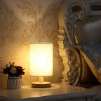 Bedside Table Lamp,Bedroom Solid Wood Lamps with Modern Fabric Shade Reading Nightstand Lamps for Living Room, Kids Room, College Dorm,Office