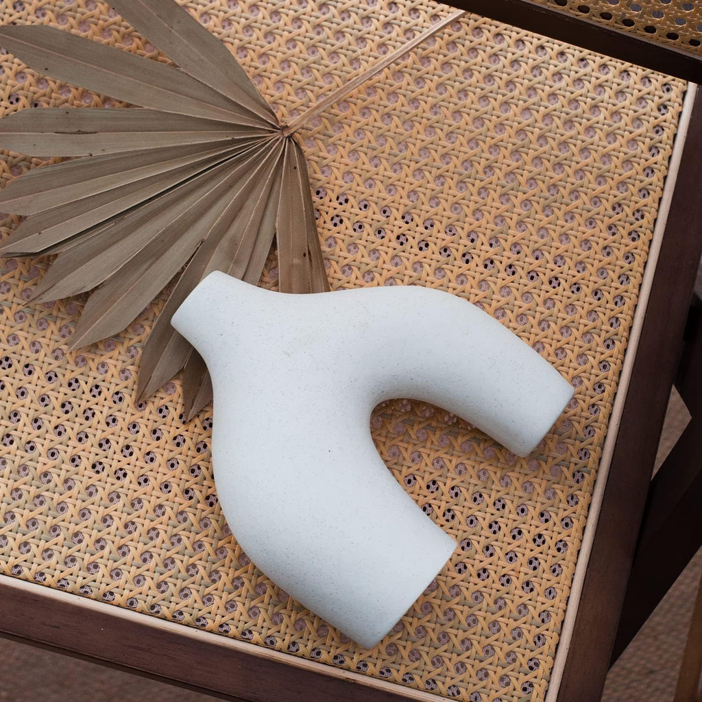 Ceramic Set of 2 Modern White Vases for Home Decor