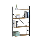 CARLA HOME 4 Tier Bookshelf - Industrial Display Shelf - Brown - Rustic - Steel - Living Room Office
