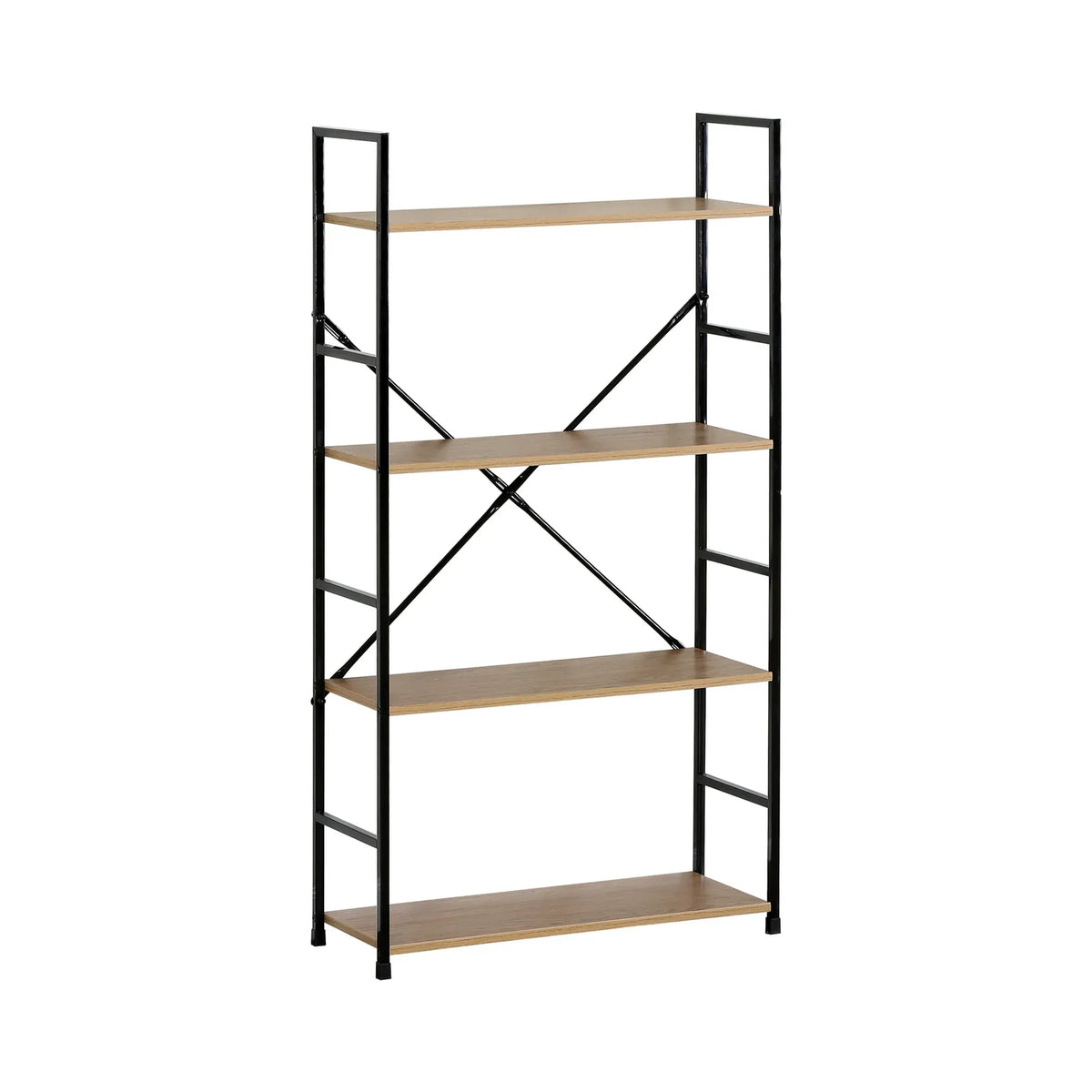 CARLA HOME 4 Tier Bookshelf - Industrial Display Shelf - Brown - Rustic - Steel - Living Room Office