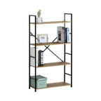 CARLA HOME 4 Tier Bookshelf - Industrial Display Shelf - Brown - Rustic - Steel - Living Room Office