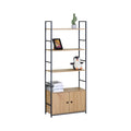 CARLA HOME Bookcase with Cabinet - 4 - Shelf Storage - Oak - Brown - Storage Cabinet