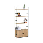 CARLA HOME Bookcase with Cabinet - 4 - Shelf Storage - Oak - Brown - Storage Cabinet