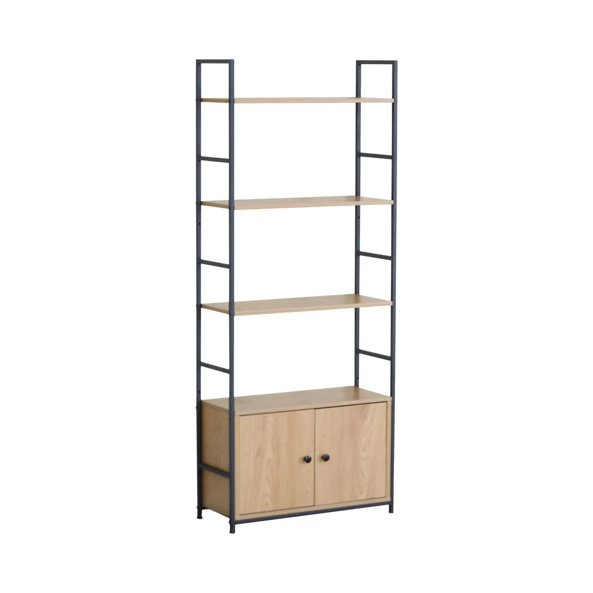 CARLA HOME Bookcase with Cabinet - 4 - Shelf Storage - Oak - Brown - Storage Cabinet