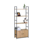CARLA HOME Bookcase with Cabinet - 4 - Shelf Storage - Oak - Brown - Storage Cabinet