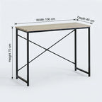 CARLA HOME Office Desk Computer Table - Metal Frame - Oak - 100cm - Brown - Rustic