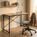 CARLA HOME Office Desk Computer Table - Metal Frame - Oak - 100cm - Brown - Rustic