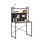 CARLA HOME Computer Desk with Hutch Shelves and Pegboard - Brown - Rustic - Steel