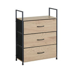 CARLA HOME 3 Drawer Tallboy Large Storage Cabinet - Brown - Rustic - Steel - Chest Drawers Tallboy
