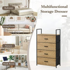 CARLA HOME 4 Drawer Tallboy Large Storage Cabinet - Brown - Rustic - Steel - Chest Drawers Tallboy
