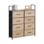 CARLA HOME 8 Drawer Tallboy Large Storage Cabinet - Brown - Rustic - Steel - Chest Drawers Tallboy