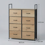 CARLA HOME 8 Drawer Tallboy Large Storage Cabinet - Brown - Rustic - Steel - Chest Drawers Tallboy
