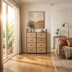 CARLA HOME 8 Drawer Tallboy Large Storage Cabinet - Brown - Rustic - Steel - Chest Drawers Tallboy