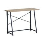 CARLA HOME Foldable Computer Desk - Oak Steel Frame Study Table - Brown - Foldable Desk