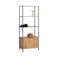 CARLA HOME Bookcase with Cabinet - 3 - Tier Display Shelf - Brown - Storage Cabinet