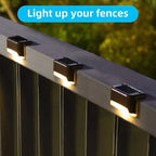 Multicoloured warm Solar LED Deck Lights - Black Outdoor Pathway and Garden Lighting, 4-Pack