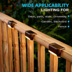 Multicoloured warm Solar LED Deck Lights - Black Outdoor Pathway and Garden Lighting, 4-Pack