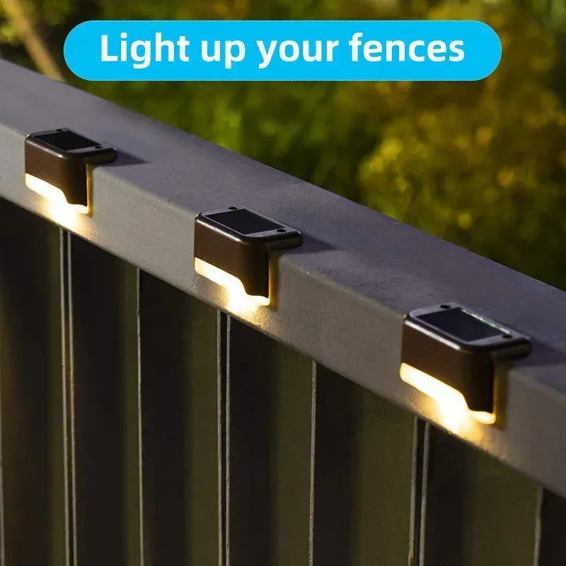 Multicoloured warm Solar LED Deck Lights - 8-Pack Black Outdoor Pathway and Step Lamps