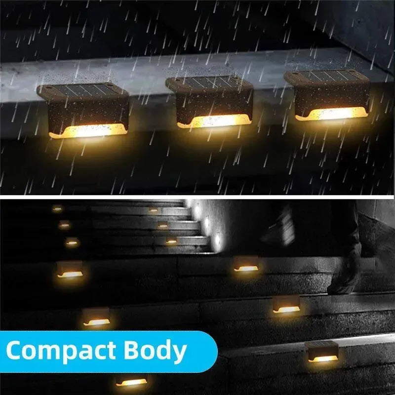 Multicoloured warm Solar LED Deck Lights - 8-Pack Black Outdoor Pathway and Step Lamps