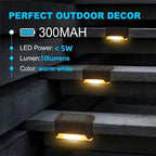 Multicoloured warm Solar LED Deck Lights - 8-Pack Black Outdoor Pathway and Step Lamps