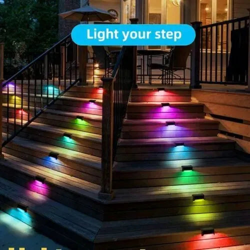 Outdoor Solar LED Deck Lights - 12-Pack Multicoloured Warm White Pathway and Garden Lamps