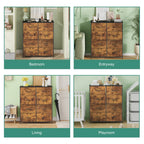 Tallboy Dresser Chest of Drawers in Black - 8 Fabric Drawers, 96x86cm
