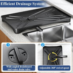 Large Dish Drying Rack with Drainboard Black