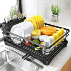 Large Dish Drying Rack with Drainboard Black