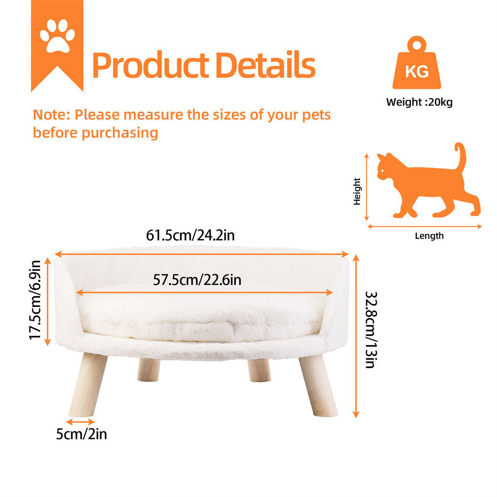 Luxury Round Pet Sofa Bed 60cm Soft Cushion Anti-skid