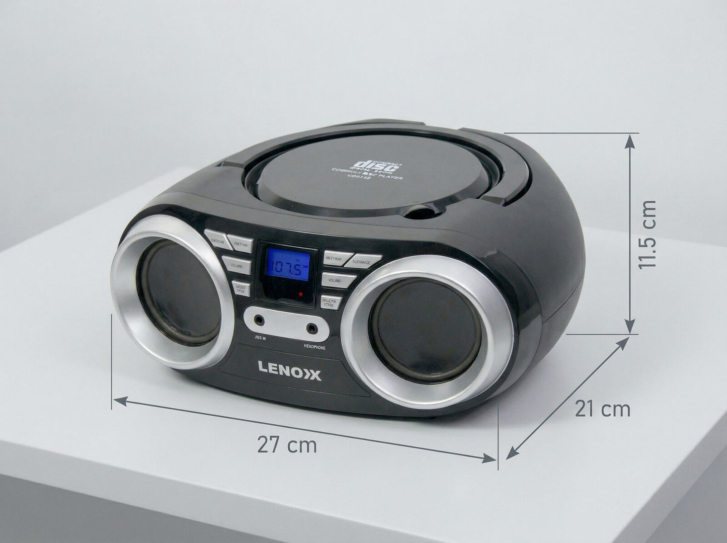 Portable CD Player (Black) 4W Speaker with FM Radio & AUX In