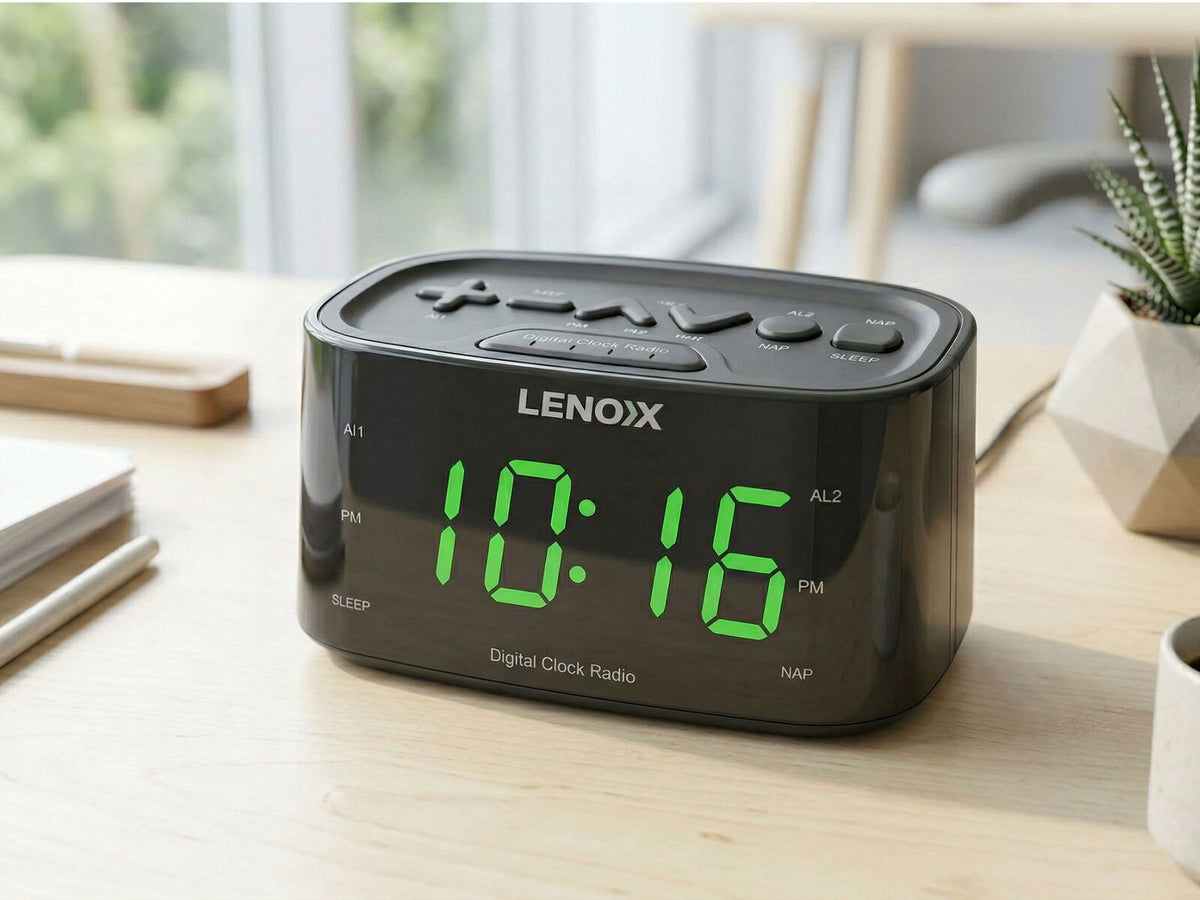 Smartphone-Charging Alarm Clock & FM Radio (Black) w/ USB Port