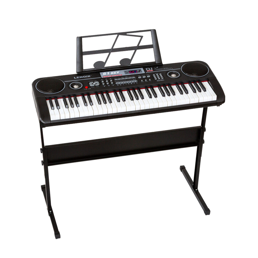61-Key Electronic Learning Piano Keyboard, Light-Up Keys, LCD Display, with Music Stand Holder