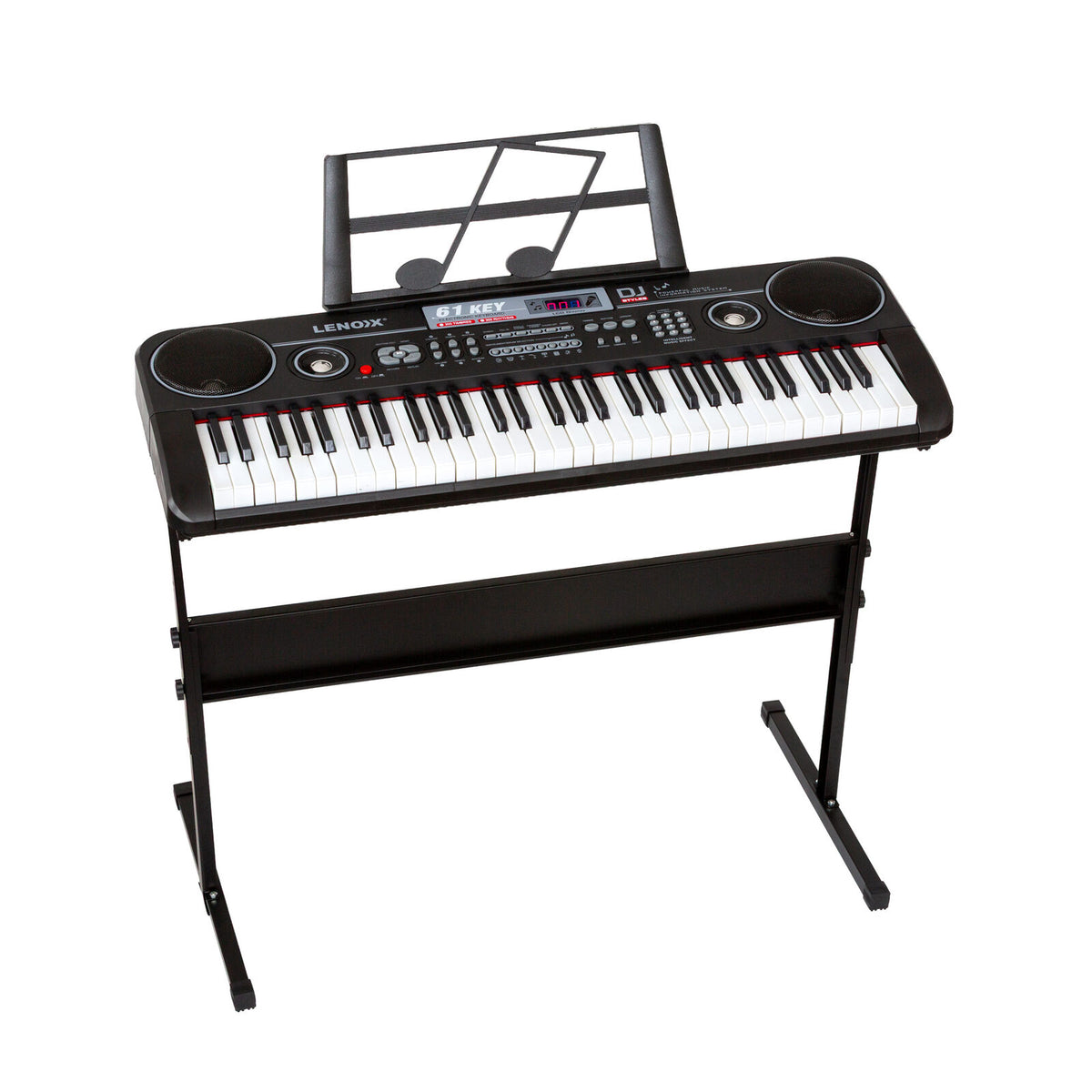 61-Key Electronic Learning Piano Keyboard, Light-Up Keys, LCD Display, with Music Stand Holder