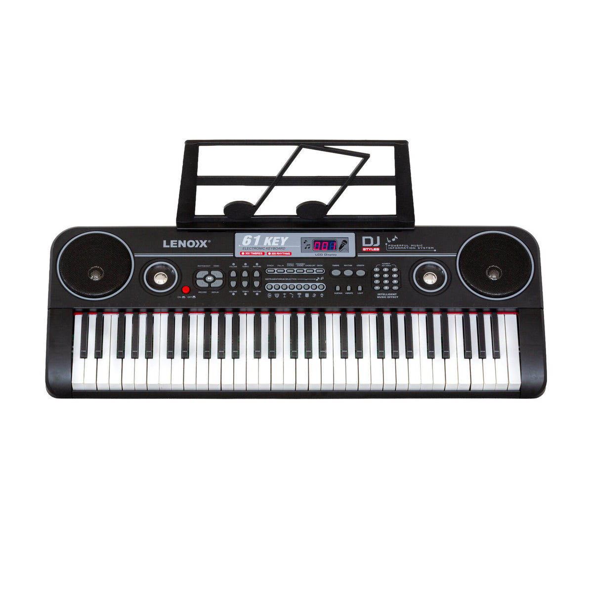 61-Key Electronic Learning Piano Keyboard, Light-Up Keys, LCD Display, with Music Stand Holder
