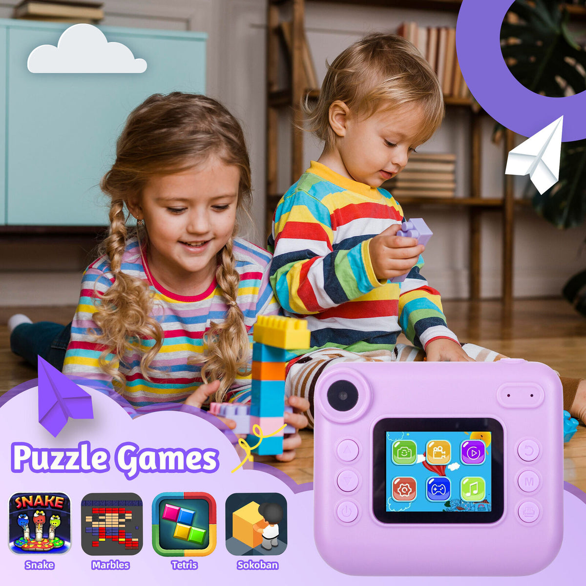 Kids 48MP Instant Print Camera with Dual Lens and 1080P HD Video