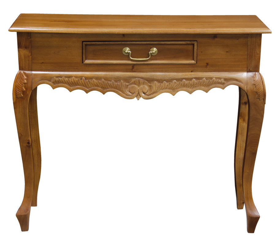Jepara 1 Drawer Carved Sofa/Hall Table  (Light Pecan)