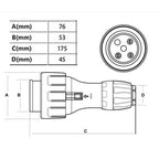 32 Amp 5m 3 Pin Extension Lead Single Phase 250V Rubber Cable Male/Female Plug