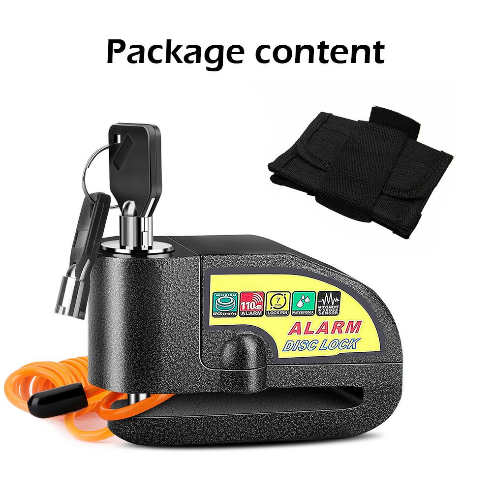 Black Motorcycle Alarm Disc Lock Motor Bike Brake Security Electric  Bicycle Lock AU