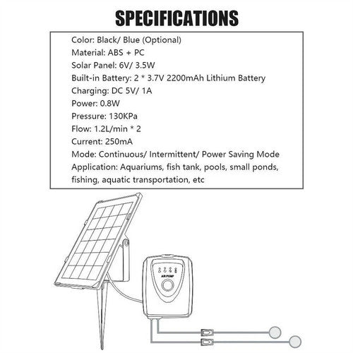 Solar Pond Pump Air Pump Solar Powered Pool Fish Tank Oxygenator Oxygen Aerator