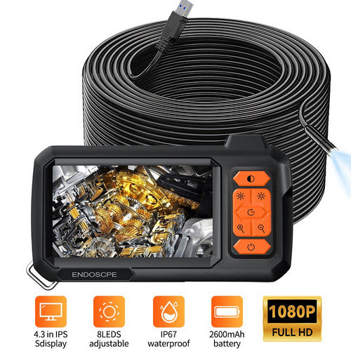 10M 8mm Lens Industrial Endoscope 1080P Digital Borescope Inspection Camera LED Lamp