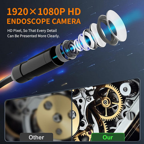 10M 8mm Lens Industrial Endoscope 1080P Digital Borescope Inspection Camera LED Lamp