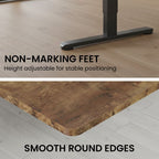 FORTIA Sit to Stand Standing Desk, 160x60cm, 72-118cm Electric Height Adjustable, Walnut Style Desktop/Black Frame