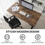 FORTIA Sit to Stand Standing Desk, 160x60cm, 72-118cm Electric Height Adjustable, Walnut Style Desktop/Black Frame
