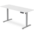 FORTIA Sit to Stand Standing Desk, 160x60cm, 72-118cm Electric Height Adjustable, White Desktop/Silver Frame